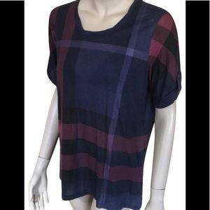 Burberry Brit Navy Nova Plaid Cuff Women’s Top